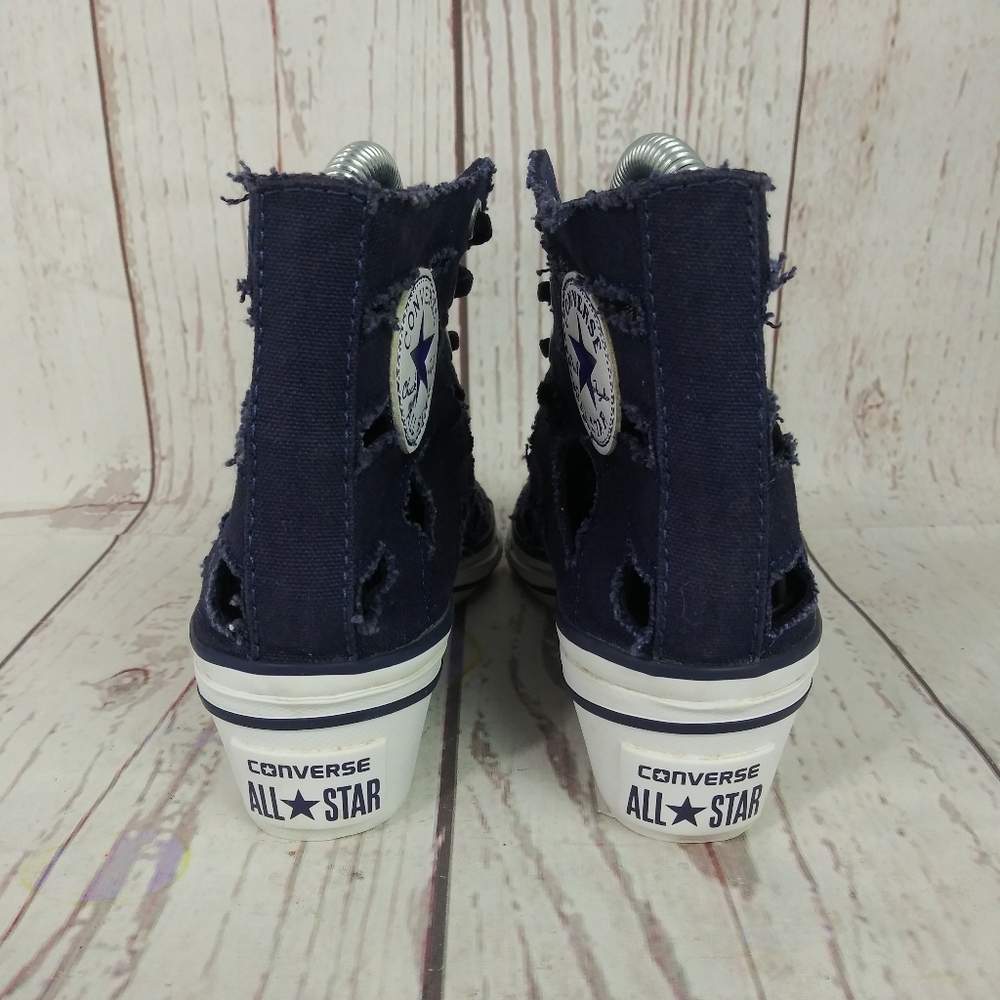 Converse CT All Star Hi-Ness Cut Out Wedge Shoes Blue Sneakers Women's Size 6 - Picture 6 of 10